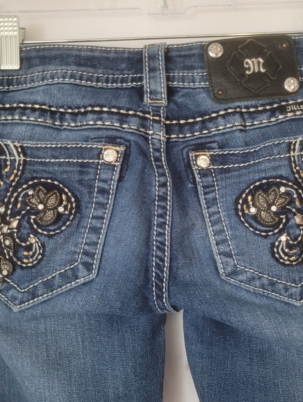 25/31 Miss Me Dark Blue Embellished Boot Cut Jeans